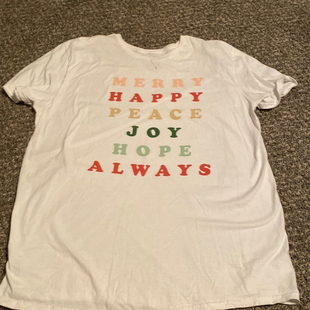 White T-shirt with happy words